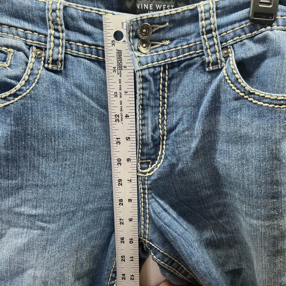 Nine West Flap Pocket Straight Leg Jeans Womens 10 Blue Denim Wide stitch 2561 - Picture 7 of 11